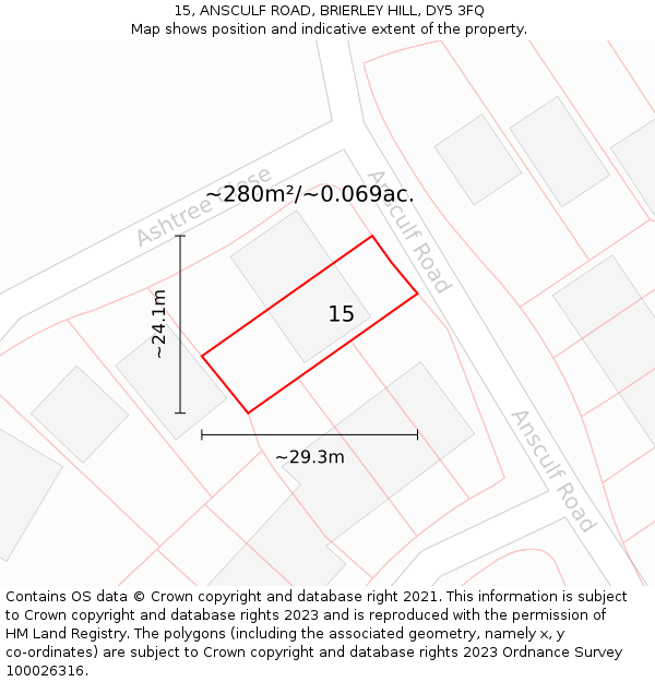 15, ANSCULF ROAD, BRIERLEY HILL, DY5 3FQ: Plot and title map