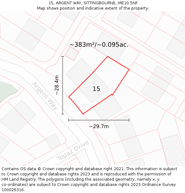 15, ARGENT WAY, SITTINGBOURNE, ME10 5NF: Plot and title map