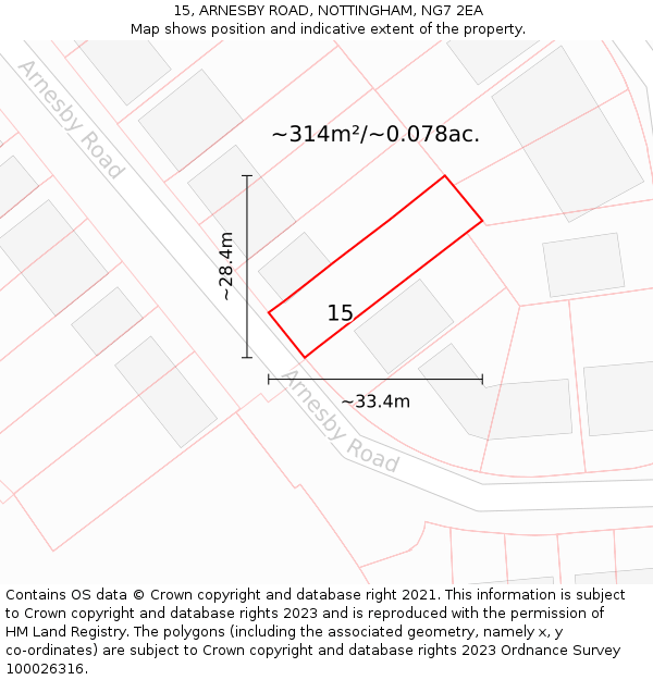 15, ARNESBY ROAD, NOTTINGHAM, NG7 2EA: Plot and title map