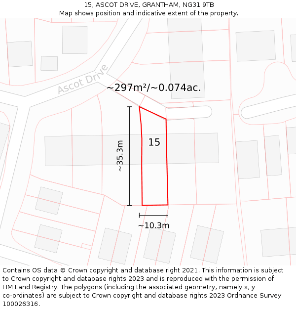 15, ASCOT DRIVE, GRANTHAM, NG31 9TB: Plot and title map