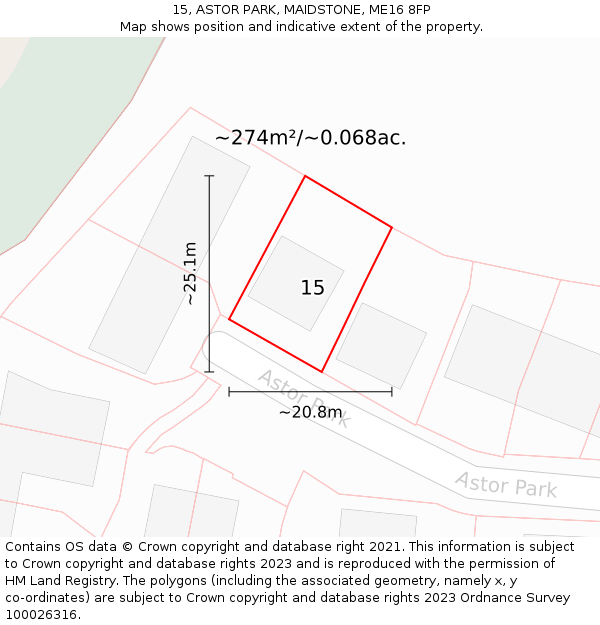 15, ASTOR PARK, MAIDSTONE, ME16 8FP: Plot and title map