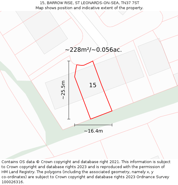 15, BARROW RISE, ST LEONARDS-ON-SEA, TN37 7ST: Plot and title map