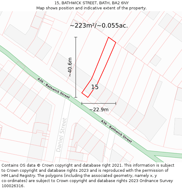 15, BATHWICK STREET, BATH, BA2 6NY: Plot and title map