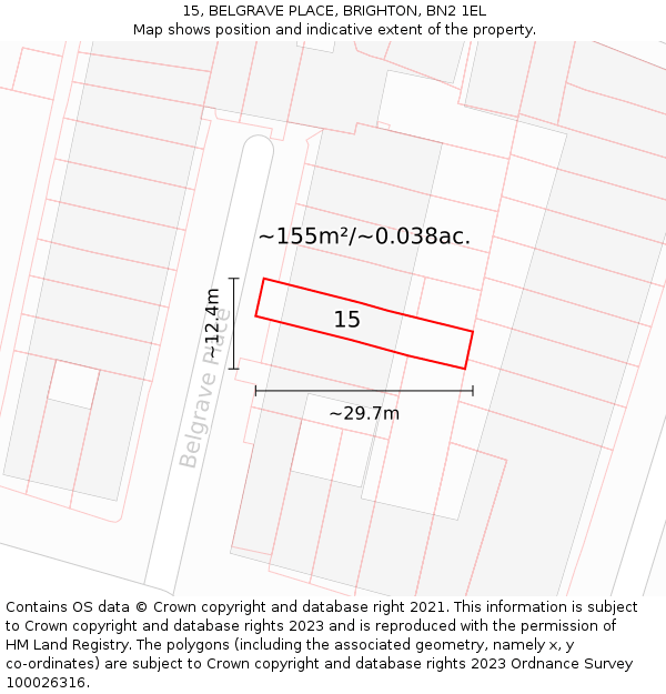 15, BELGRAVE PLACE, BRIGHTON, BN2 1EL: Plot and title map