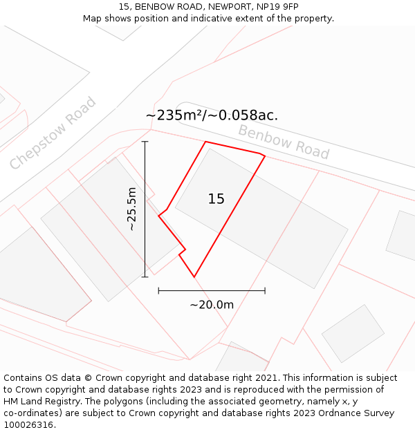 15, BENBOW ROAD, NEWPORT, NP19 9FP: Plot and title map