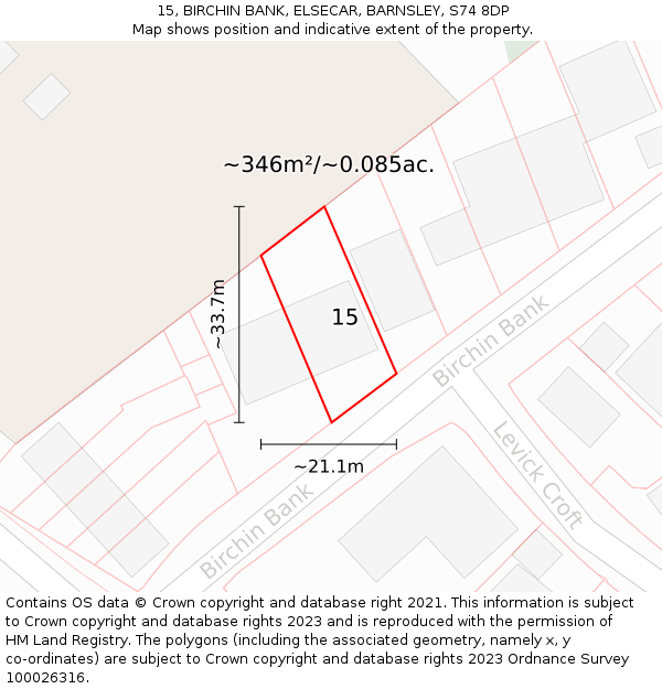 15, BIRCHIN BANK, ELSECAR, BARNSLEY, S74 8DP: Plot and title map