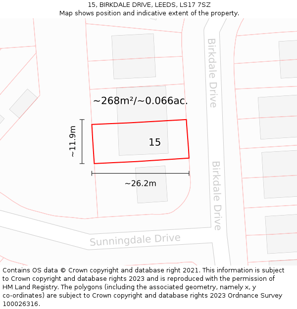 15, BIRKDALE DRIVE, LEEDS, LS17 7SZ: Plot and title map