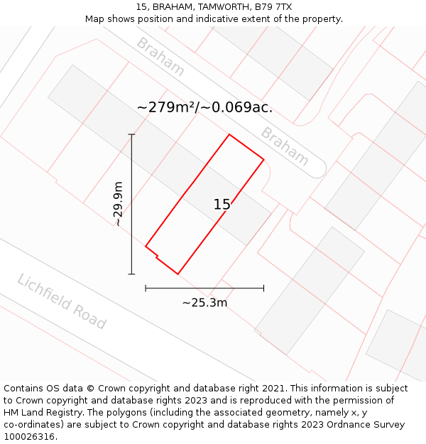 15, BRAHAM, TAMWORTH, B79 7TX: Plot and title map