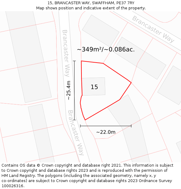 15, BRANCASTER WAY, SWAFFHAM, PE37 7RY: Plot and title map