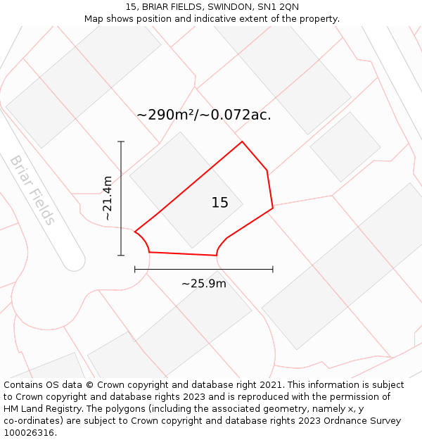 15, BRIAR FIELDS, SWINDON, SN1 2QN: Plot and title map