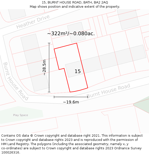 15, BURNT HOUSE ROAD, BATH, BA2 2AQ: Plot and title map