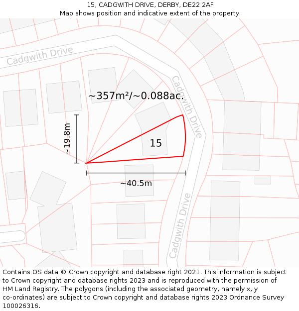 15, CADGWITH DRIVE, DERBY, DE22 2AF: Plot and title map