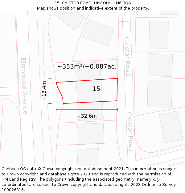 15, CAISTOR ROAD, LINCOLN, LN6 3QA: Plot and title map
