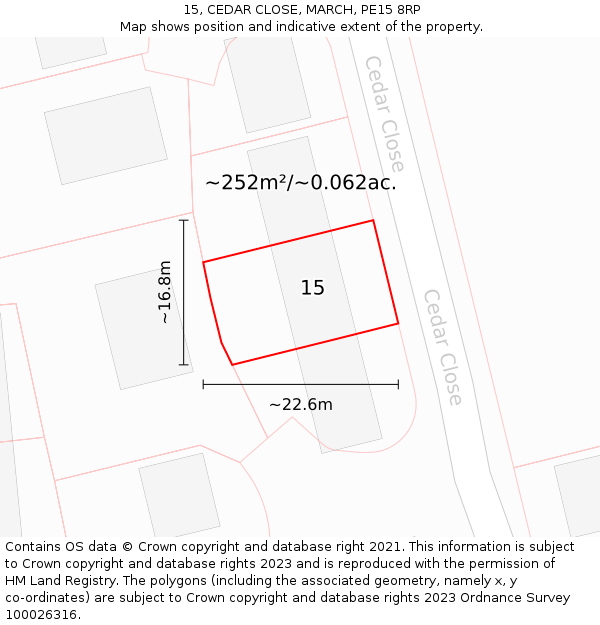 15, CEDAR CLOSE, MARCH, PE15 8RP: Plot and title map