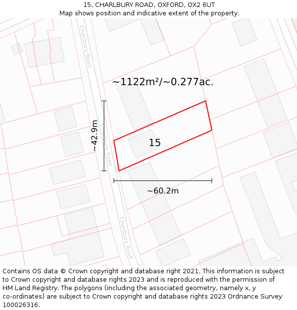 15, CHARLBURY ROAD, OXFORD, OX2 6UT: Plot and title map