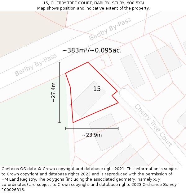 15, CHERRY TREE COURT, BARLBY, SELBY, YO8 5XN: Plot and title map