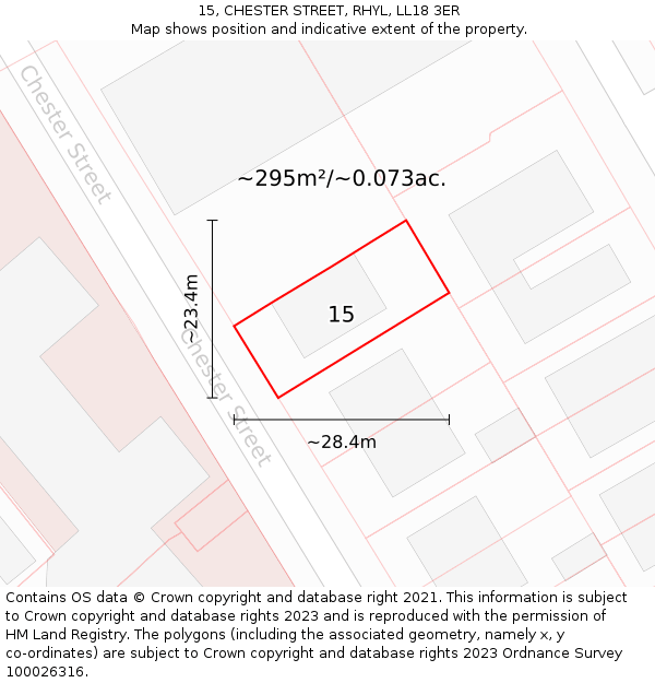 15, CHESTER STREET, RHYL, LL18 3ER: Plot and title map