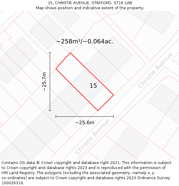 15, CHRISTIE AVENUE, STAFFORD, ST16 1AB: Plot and title map