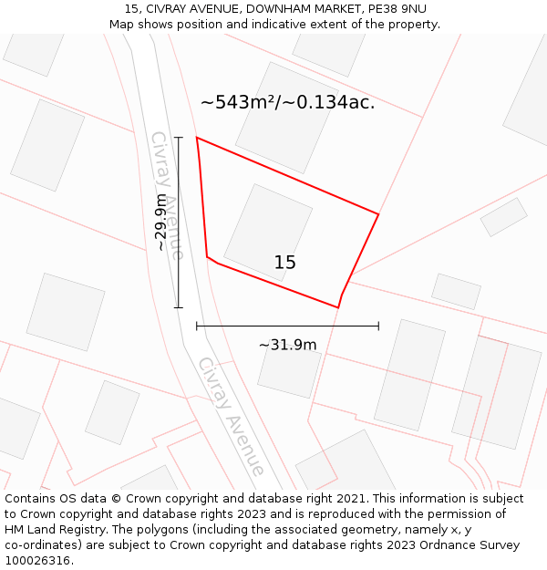 15, CIVRAY AVENUE, DOWNHAM MARKET, PE38 9NU: Plot and title map