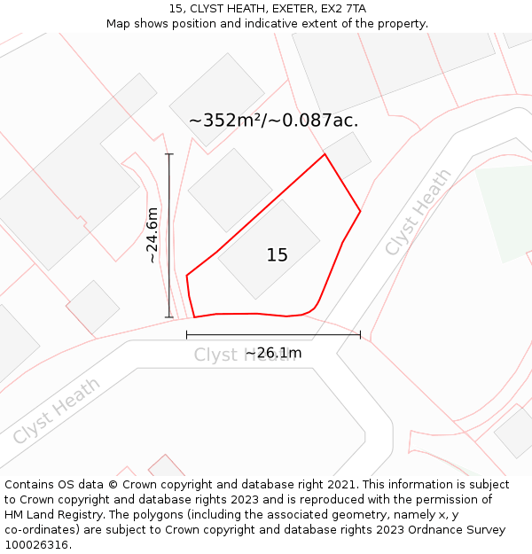 15, CLYST HEATH, EXETER, EX2 7TA: Plot and title map