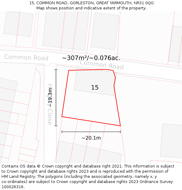 15, COMMON ROAD, GORLESTON, GREAT YARMOUTH, NR31 0QG: Plot and title map