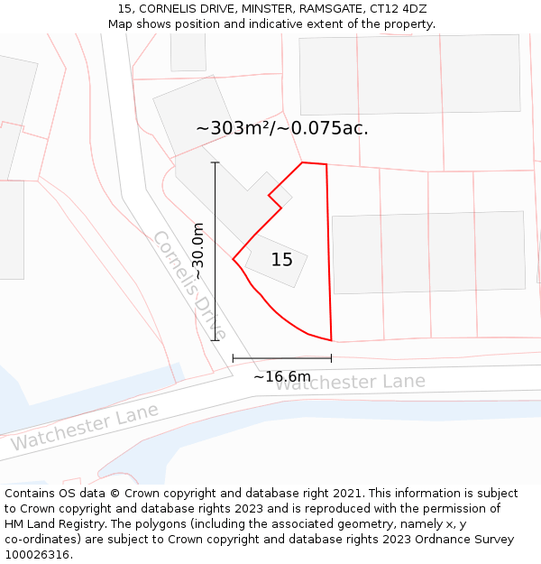 15, CORNELIS DRIVE, MINSTER, RAMSGATE, CT12 4DZ: Plot and title map