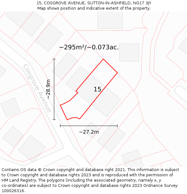 15, COSGROVE AVENUE, SUTTON-IN-ASHFIELD, NG17 3JY: Plot and title map