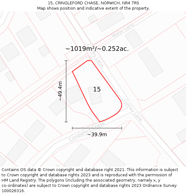 15, CRINGLEFORD CHASE, NORWICH, NR4 7RS: Plot and title map