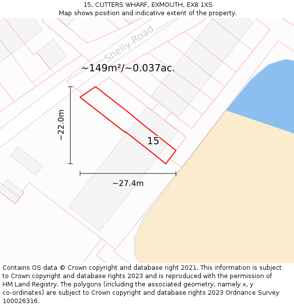 15, CUTTERS WHARF, EXMOUTH, EX8 1XS: Plot and title map
