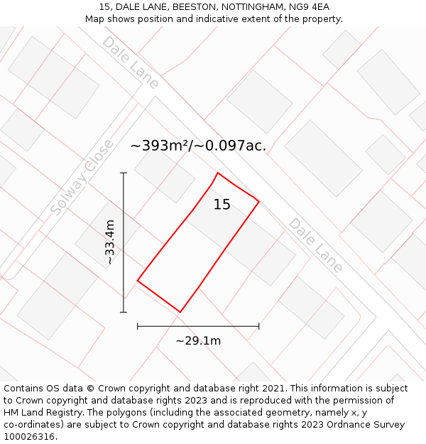 15, DALE LANE, BEESTON, NOTTINGHAM, NG9 4EA: Plot and title map