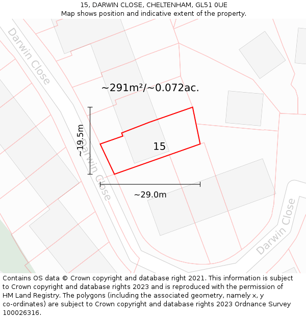 15, DARWIN CLOSE, CHELTENHAM, GL51 0UE: Plot and title map