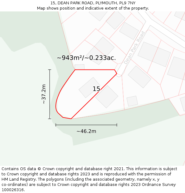 15, DEAN PARK ROAD, PLYMOUTH, PL9 7NY: Plot and title map