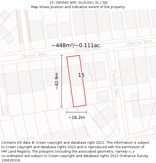 15, DENNIS WAY, SLOUGH, SL1 5JS: Plot and title map