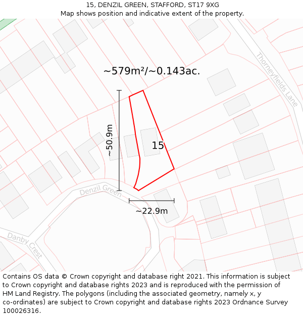 15, DENZIL GREEN, STAFFORD, ST17 9XG: Plot and title map