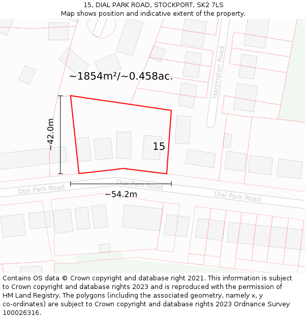 15, DIAL PARK ROAD, STOCKPORT, SK2 7LS: Plot and title map