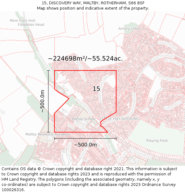 15, DISCOVERY WAY, MALTBY, ROTHERHAM, S66 8SF: Plot and title map