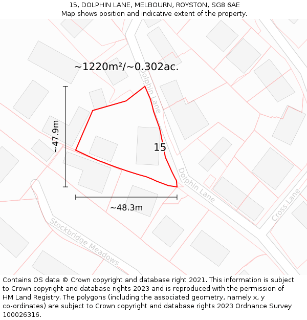 15, DOLPHIN LANE, MELBOURN, ROYSTON, SG8 6AE: Plot and title map