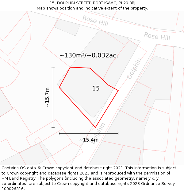 15, DOLPHIN STREET, PORT ISAAC, PL29 3RJ: Plot and title map