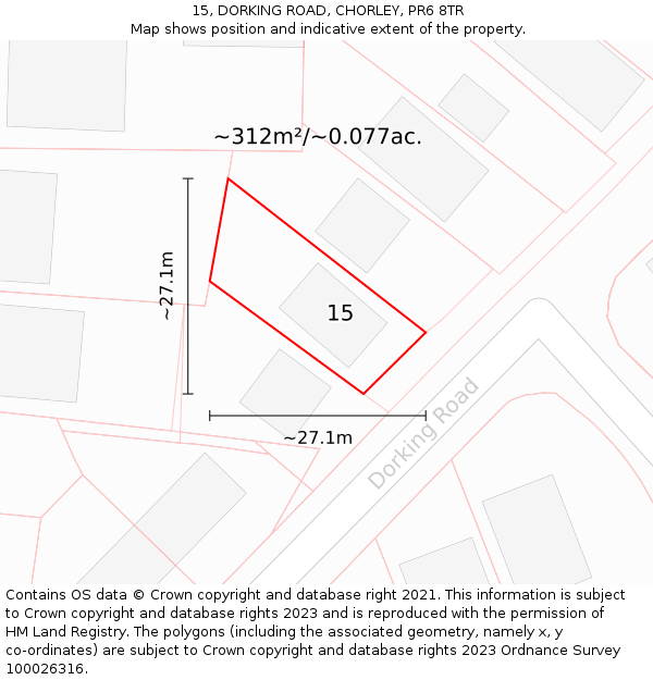 15, DORKING ROAD, CHORLEY, PR6 8TR: Plot and title map