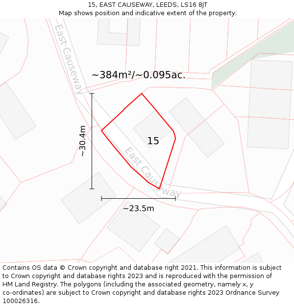 15, EAST CAUSEWAY, LEEDS, LS16 8JT: Plot and title map