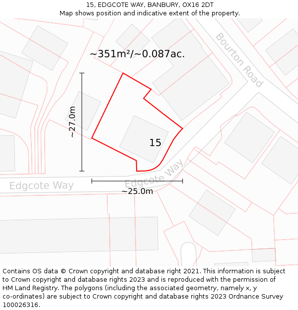 15, EDGCOTE WAY, BANBURY, OX16 2DT: Plot and title map