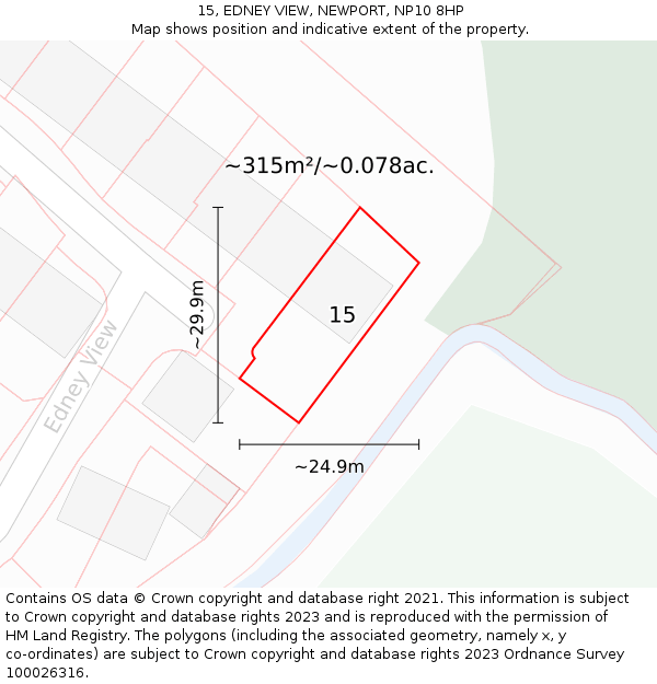 15, EDNEY VIEW, NEWPORT, NP10 8HP: Plot and title map
