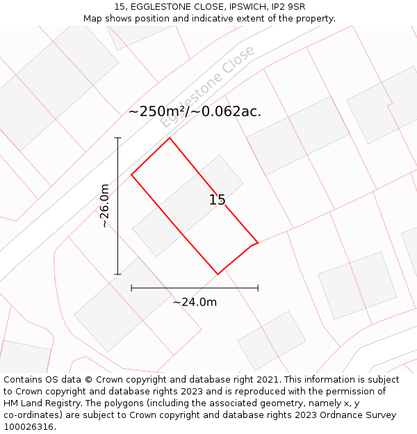 15, EGGLESTONE CLOSE, IPSWICH, IP2 9SR: Plot and title map