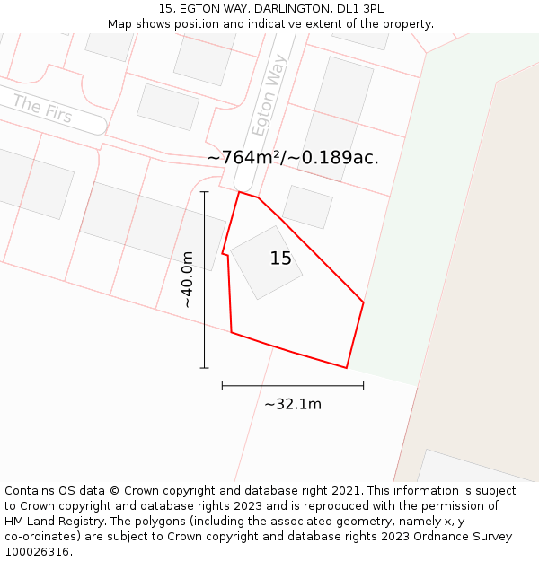 15, EGTON WAY, DARLINGTON, DL1 3PL: Plot and title map