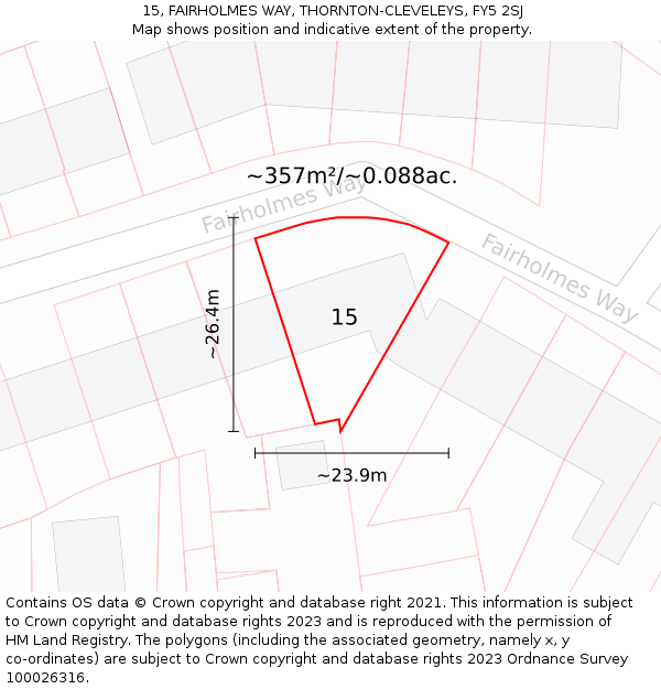 15, FAIRHOLMES WAY, THORNTON-CLEVELEYS, FY5 2SJ: Plot and title map