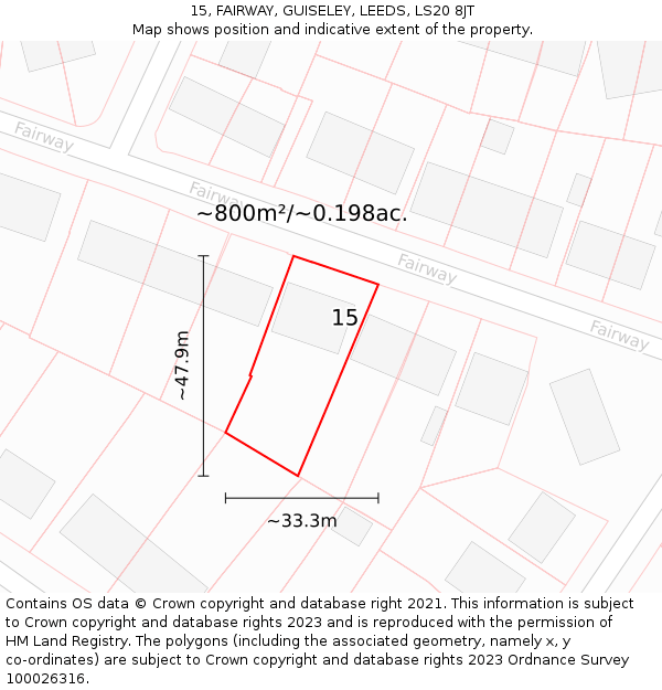 15, FAIRWAY, GUISELEY, LEEDS, LS20 8JT: Plot and title map