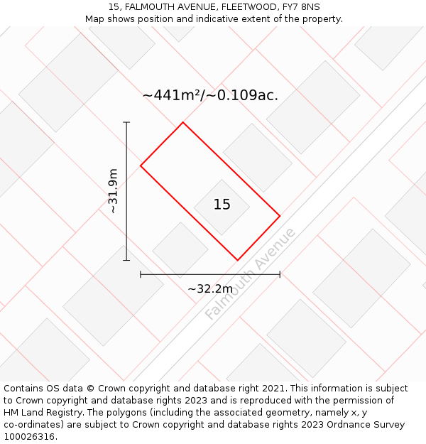 15, FALMOUTH AVENUE, FLEETWOOD, FY7 8NS: Plot and title map