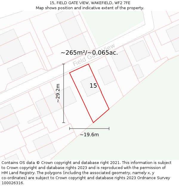 15, FIELD GATE VIEW, WAKEFIELD, WF2 7FE: Plot and title map