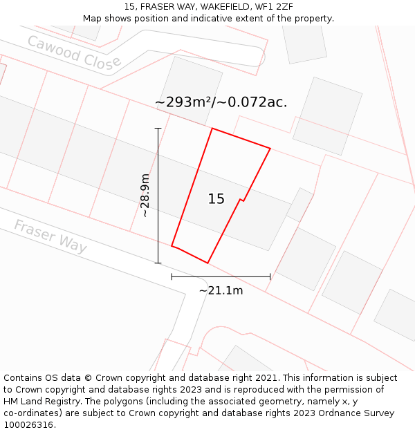 15, FRASER WAY, WAKEFIELD, WF1 2ZF: Plot and title map