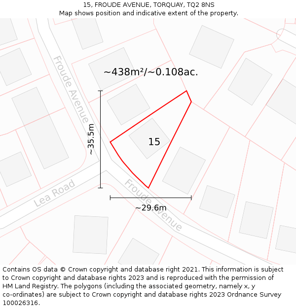 15, FROUDE AVENUE, TORQUAY, TQ2 8NS: Plot and title map